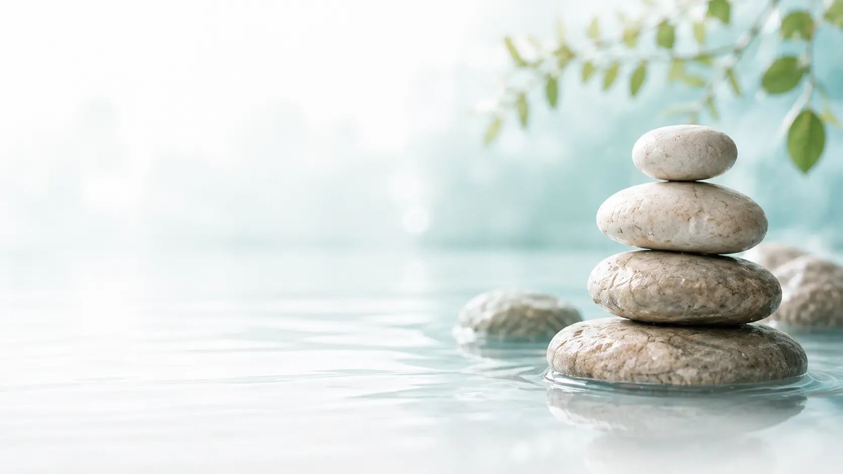 Smooth stones in calm water